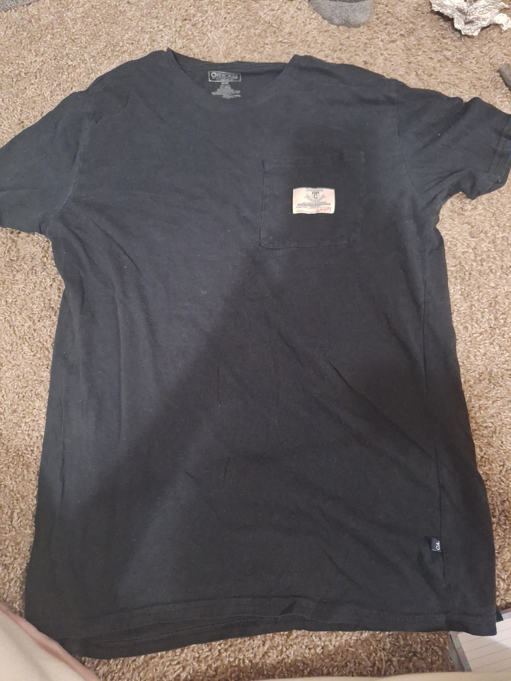 Cherokee Black Short Sleeve Pocket Tee with Logo Patch